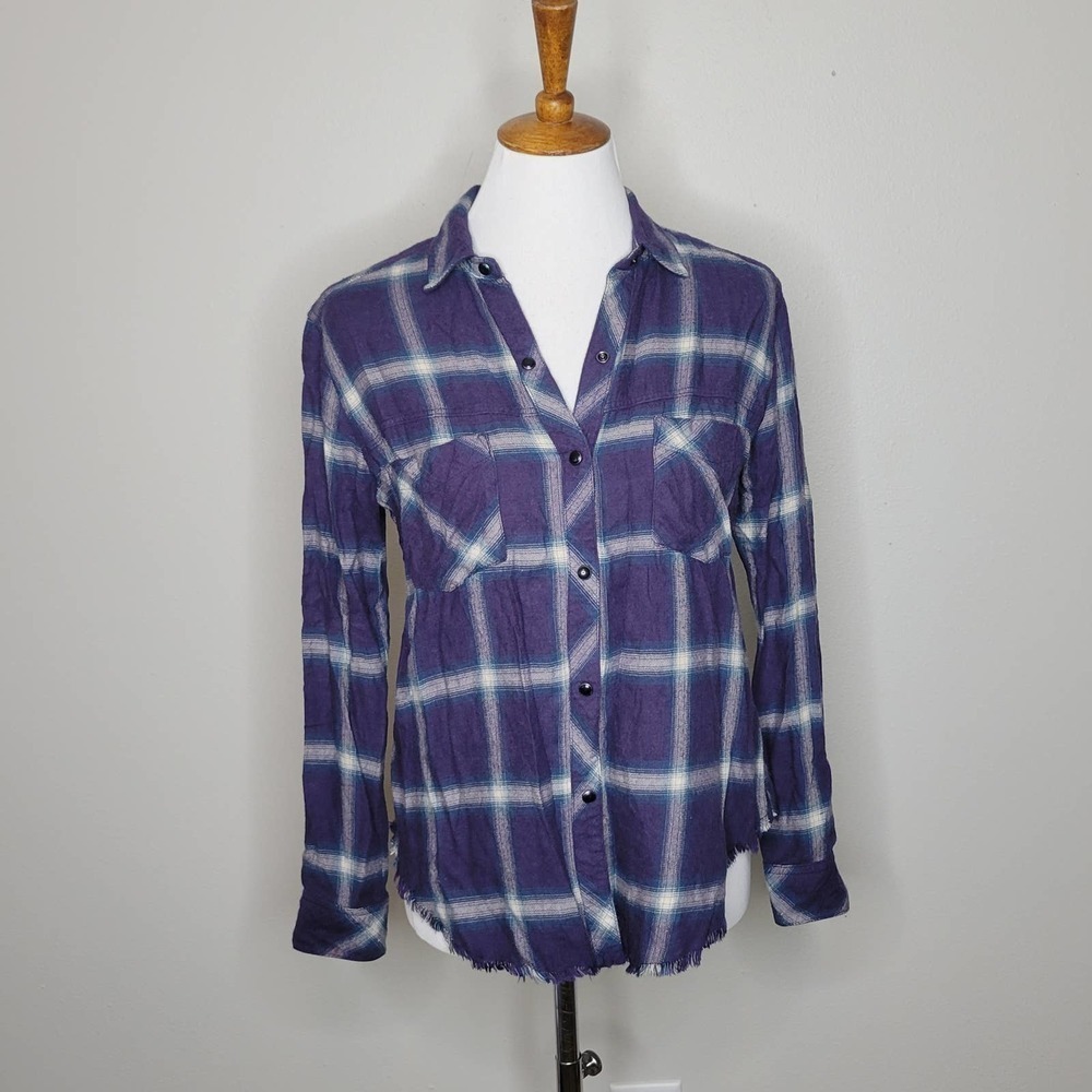 Rails Leo Button Down Shirt Violet Teal‎ Cream Size XS - Picture 3 of 12